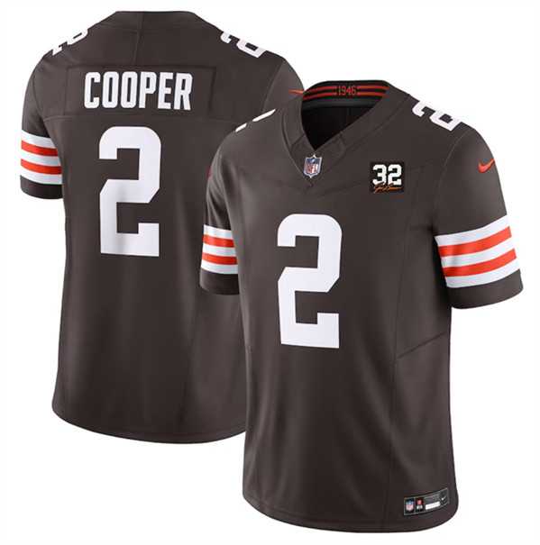 Men & Women & Youth Cleveland Browns #2 Amari Cooper Brown 2023 F.U.S.E. With Jim Brown Memorial Patch Vapor Untouchable Limited Stitched Jersey